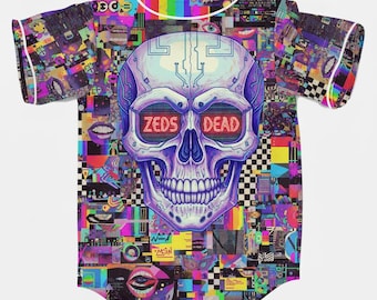 Zeds Dead Neon Afterlife Edm Rave Jersey – Cyber Skull Edition