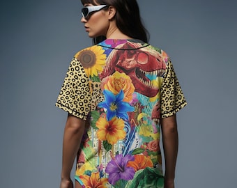 Headbanger T-Rex Jungle Bloom Edm Rave Jersey