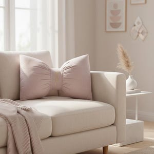 Oreiller avec noeud en velours, coussin décoratif avec noeud mignon, oreiller doux au niveau de la nuque et du dos pour chaise, canapé ou bureau, cadeau de Saint-Valentin