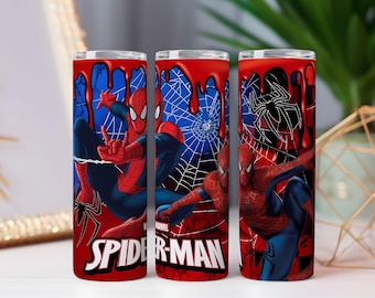 Spider-Man Tumbler Wrap PNG: komische stijl, 20 oz 30 oz mager (digitale download)