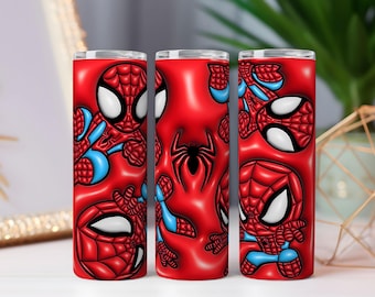 Superhero Chibi Tumbler Wrap: Red and Blue 20oz Skinny Cup (PNG Digital Download)