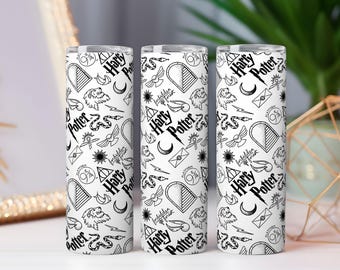 Emballage de gobelet pour école Magical Wizard PNG | Livres enchantés et potions | Conception de sublimation de sorts fantastiques