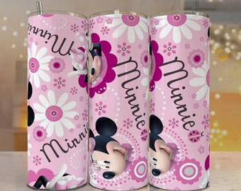 Pink Bow Mouse Tumbler Wrap PNG - 20oz Skinny Sublimation Design (Digital Download)