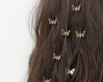 20 Stück Schmetterlings-Haarringe mit Quaste | Verstellbare Gold/Silber Haarspangen für Frauen | Boho Braids Beads, Haarschmuck für lockiges Haar