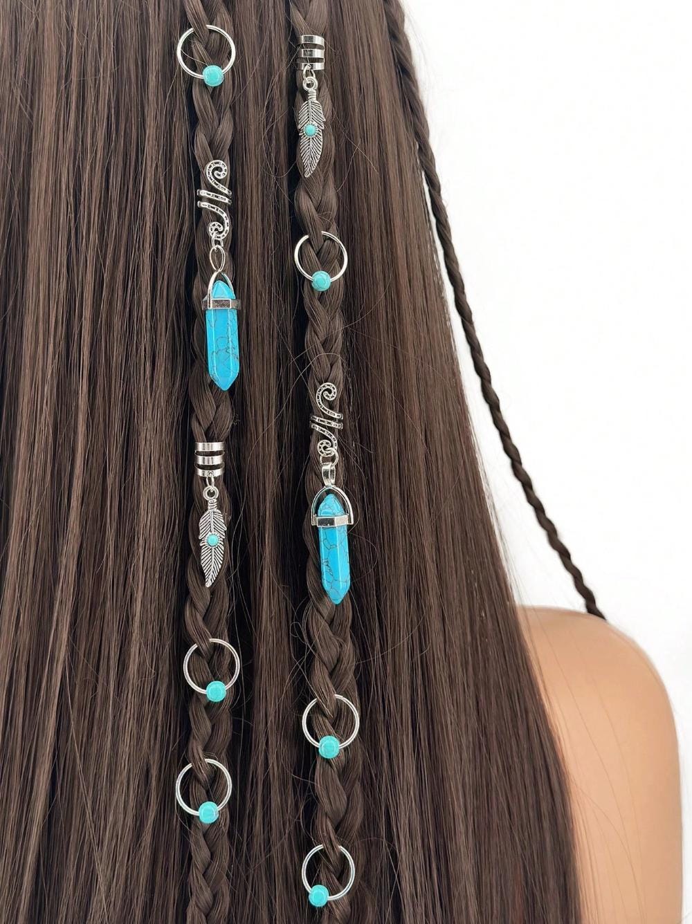 Set of 10 Hair Accessories, Boho Style Turquoise Hair  display picture 3