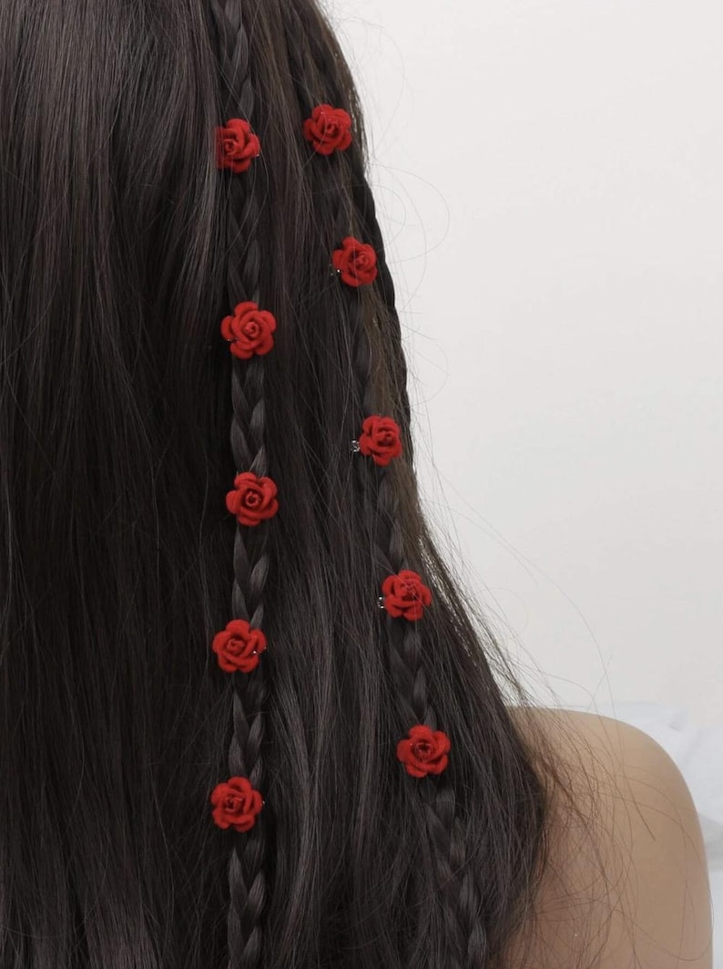 Set 10pcs Rose Hair Decorations, Rose Shaped Hair Clips for Women's ...