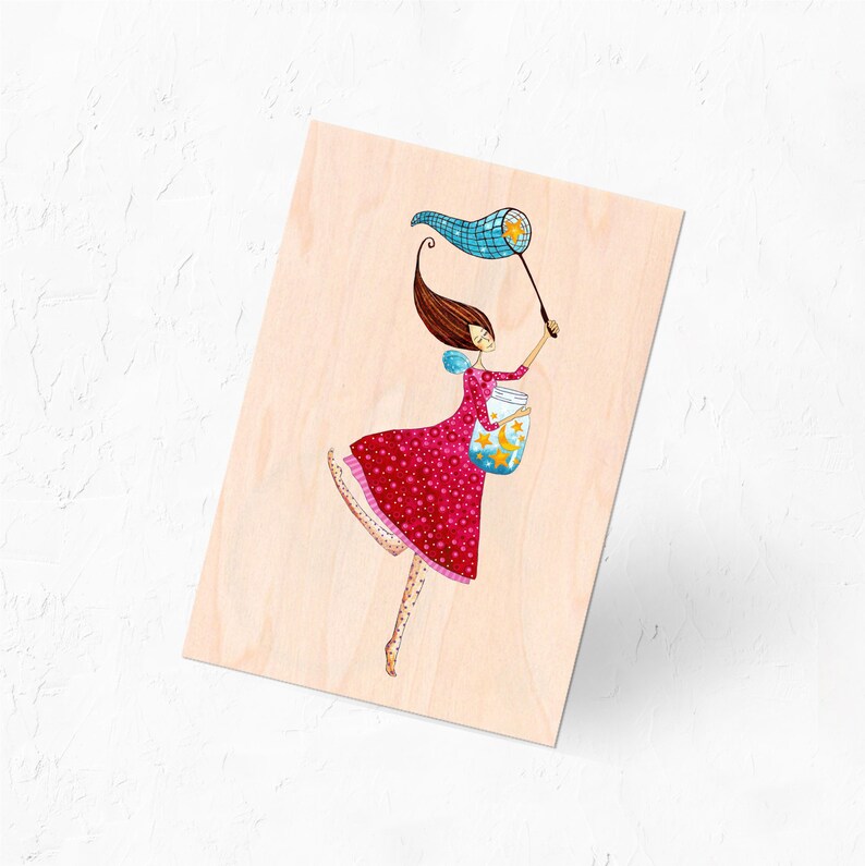 Personalized text Dreaming Romantic Handmade wooden postcard Happy dreaming day Happy Birthday Card Car for her Card for Friend