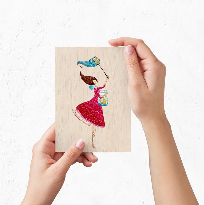 Personalized text Dreaming Romantic Handmade wooden postcard Happy dreaming day Happy Birthday Card Car for her Card for Friend