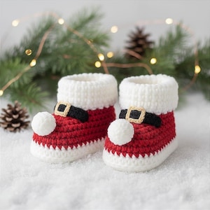 Santa Boots Crochet Pattern PDF | Christmas Booties Amigurumi | Holiday Sneaker | Shoes Ornament