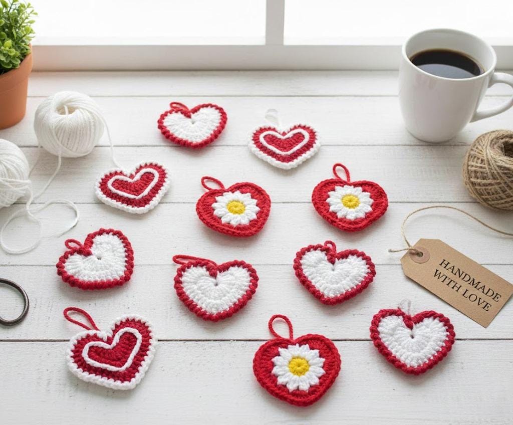 39 Beautiful Crochet Heart Patterns To Make With Love 6 3-in-1 Heart Crochet Patterns Daisy Flower Coasters