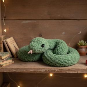 Virkat ormmönster | Ormplysch Amigurumi | Virkleksak i grovt garn PDF | Nybörjarvänligt mönster