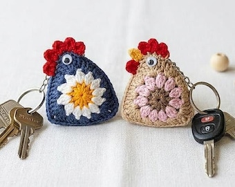 Crochet Huhn Schlüsselbund Muster | Anfänger Oma Quadratisch Amigurumi (PDF Download)