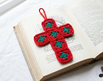 Crochet Oma Quadrat Kreuz Muster | Anfänger Ostern Anhänger, Lesezeichen (PDF)