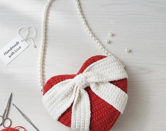 Heart Bag Crochet Pattern PDF | Cute Heart Purse Crochet Pattern | Beginner Crochet Bag Instractions | Valentine Crochet Bag Tutorial