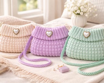 Herz Mini Crossbody Bag Häkelanleitung | Strukturierte Amigurumi Geldbörse (PDF Download)