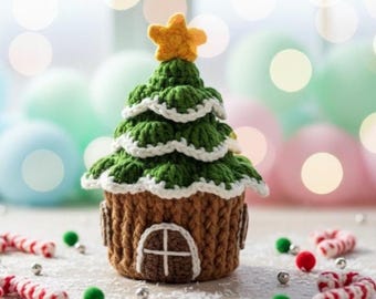 Crochet Christmas Tree House Ornament Pattern | Amigurumi PDF & Video (Digital Download)