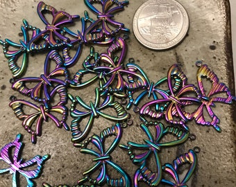 24mm x 20 mm Electroplated Butterfly charms - Qty 18