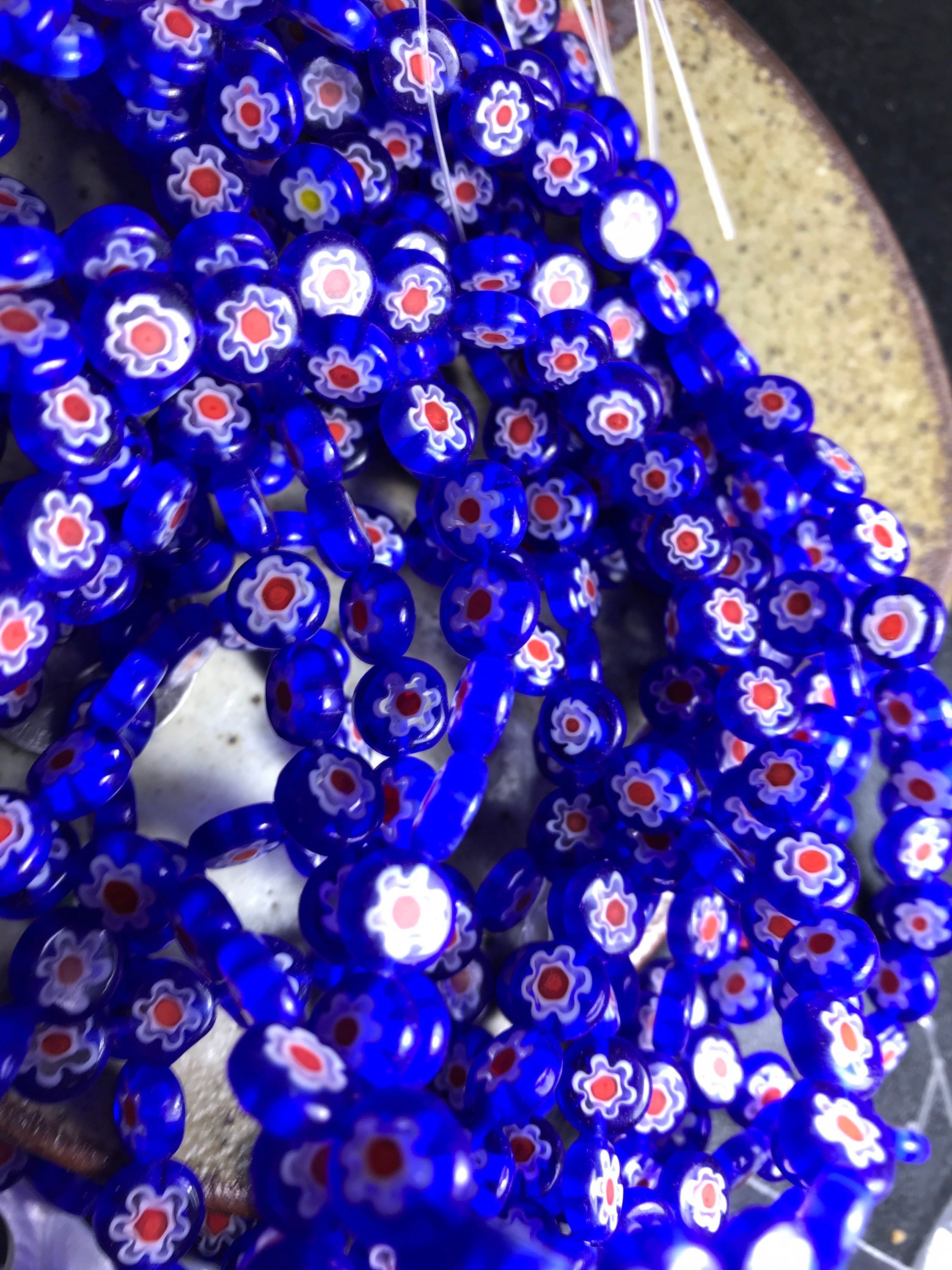 Blue Millefiori Puffy Heart Beads – Estate Beads & Jewelry
