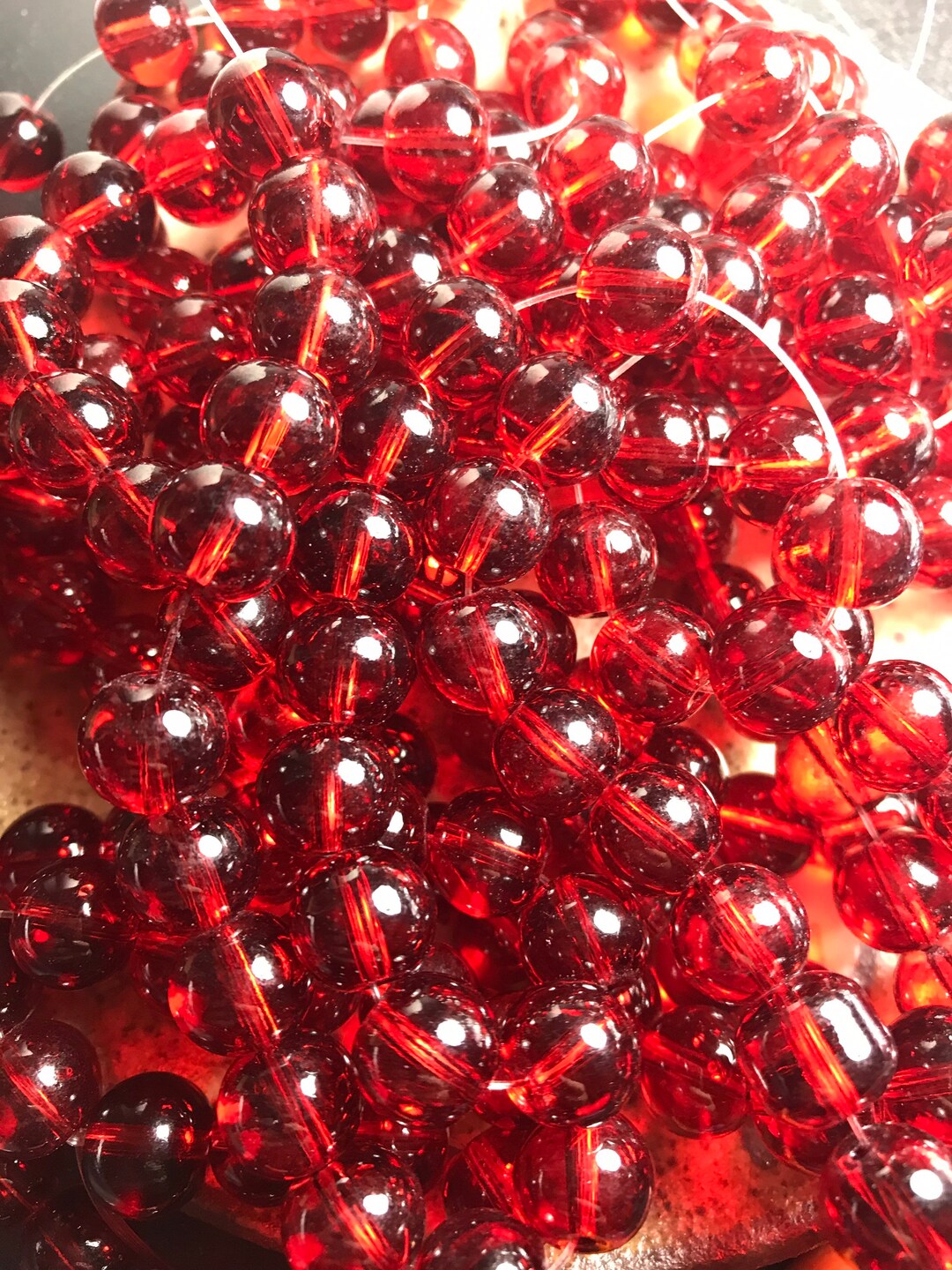 10 Mm Clear Red Round Glass Beads for Jewelry Making You Choose How
