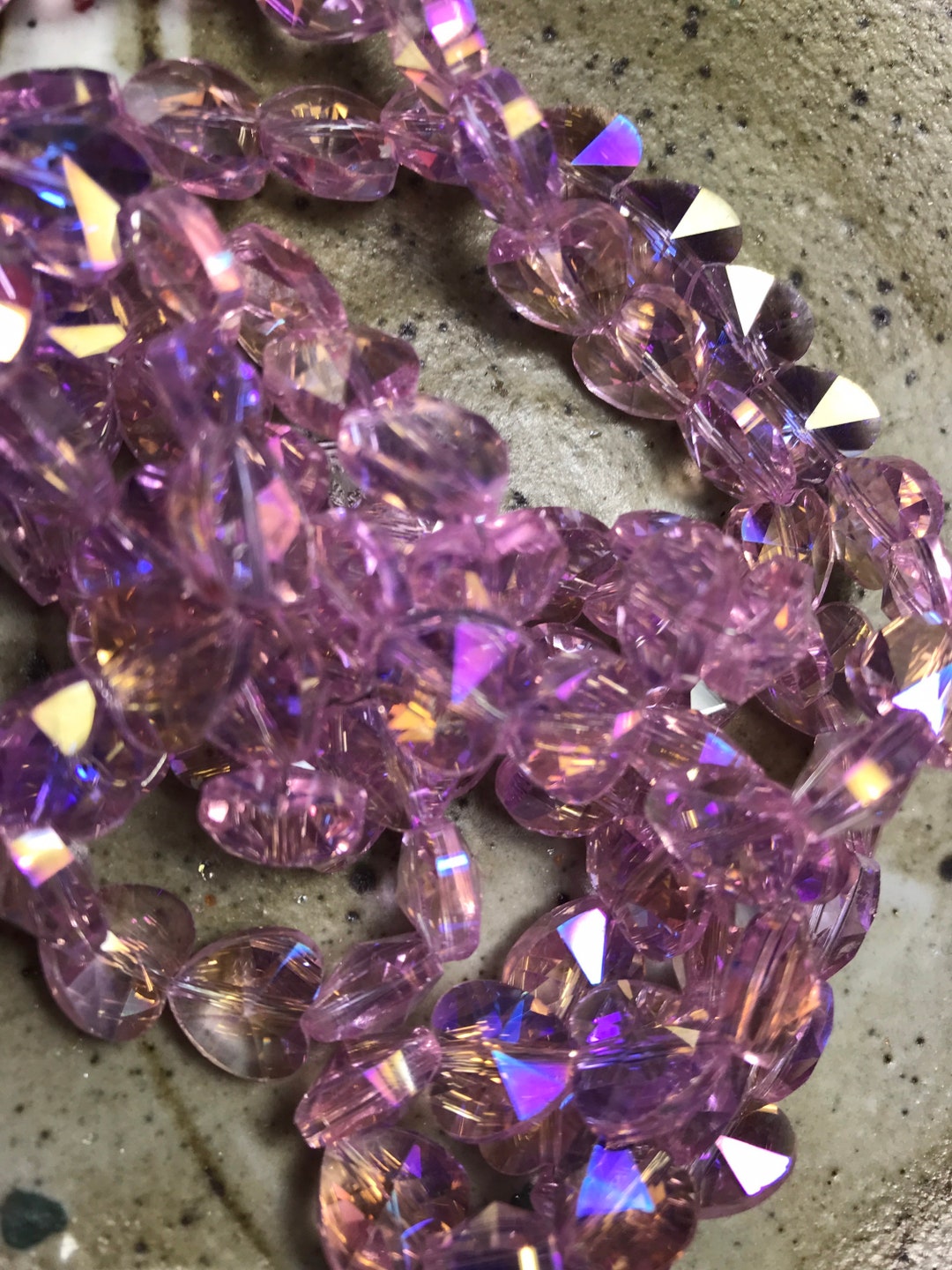 10 Mm Faceted Pale Pink Glass Heart Beads QTY 10 Beads Etsy