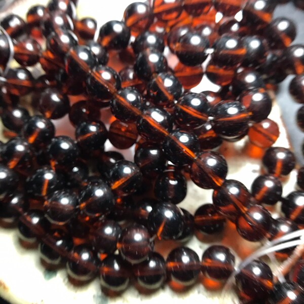 10 mm Clear  Brown Round Glass beads for jewelry making - you choose quantity