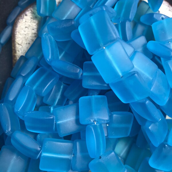 12 mm Blue Frosted Glass beads for jewelry destash