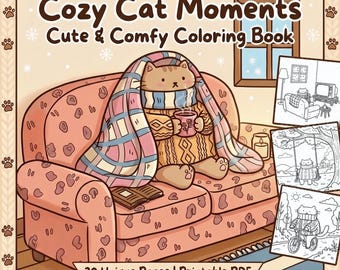 Cozy Cat Coloring Pages – 20 Printable Relaxing Designs (PDF)