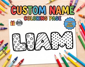 Personalized Name Coloring Page, Custom Kids Activity Sheet (PDF ...