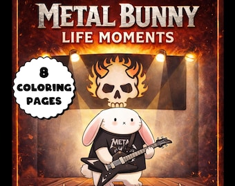 Metal Bunny Coloring Pages | Fantasy Rabbit Art (Digital Download)