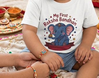 Baby's First Raksha Bandhan T-Shirt | Elephant Illustration, Organic Cotton Tee