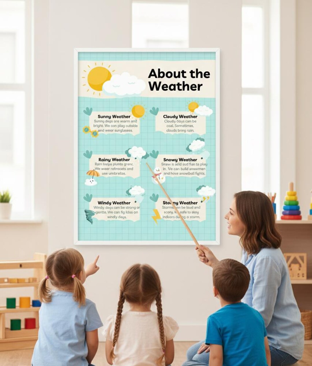 My Weather Chart Poster for Kids, Watercolor Weather Station ...