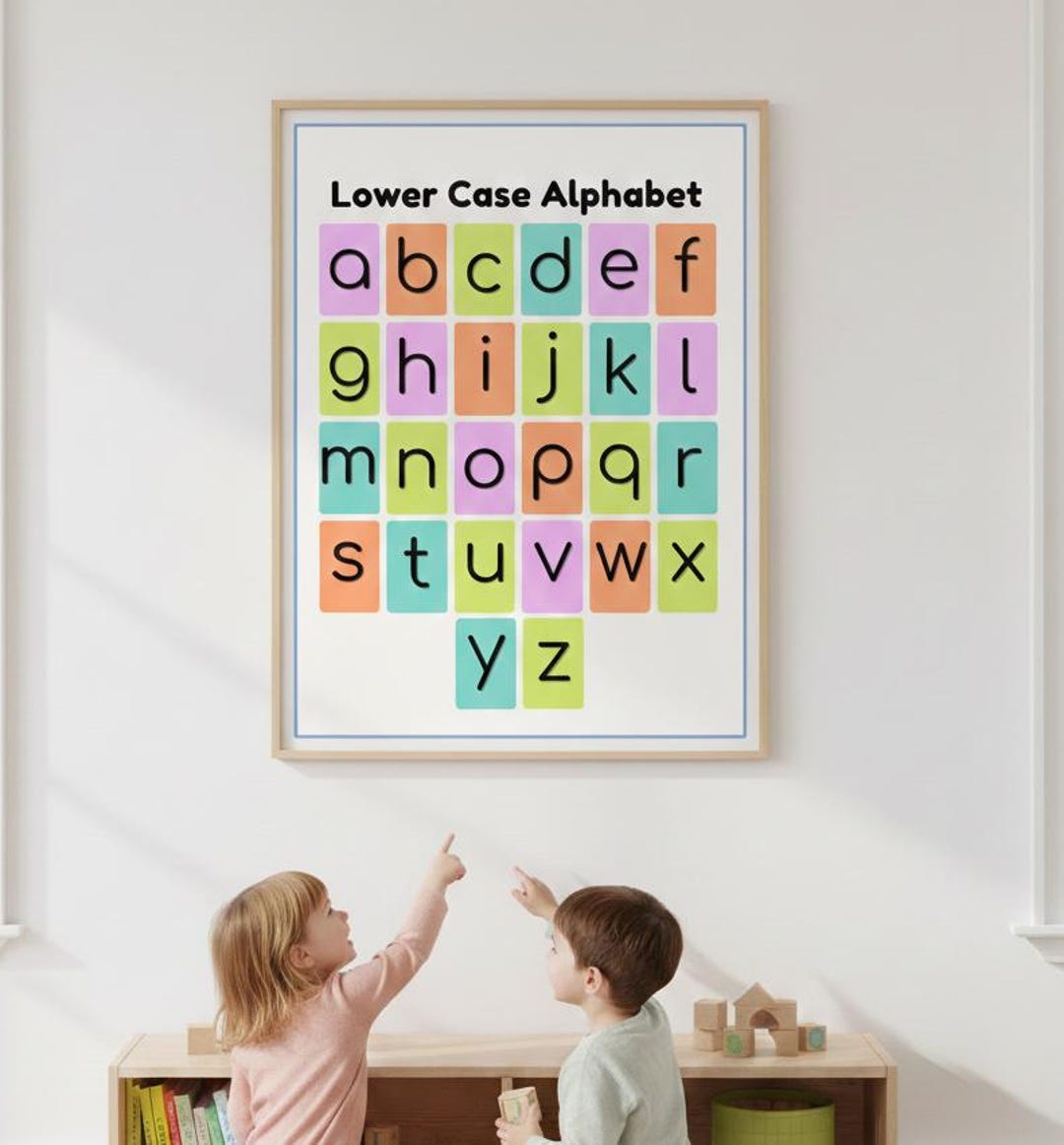2 Colorblock Letters Lower Case Alphabet Rolled Poster | Color Block Letters, Classroom Wall ...