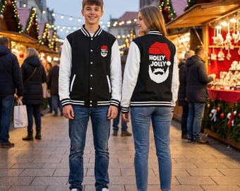 Holly Jolly Santa Beard Varsity Jacket | Christmas Letterman