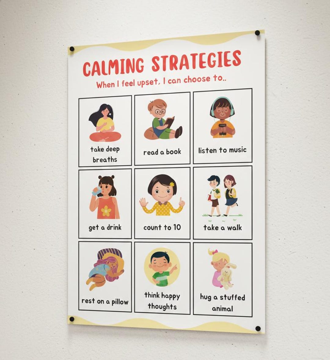 Calming Strategies Rolled Poster | Kids Emotions Coping Skills Chart - Etsy