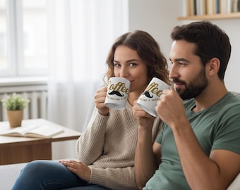 Coffee mustache mug | adulting humor ceramic cup