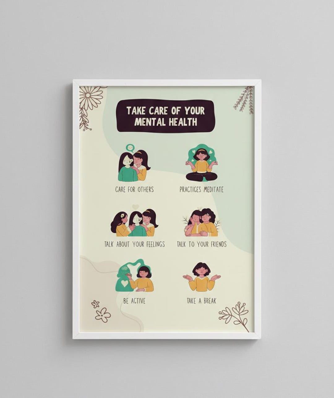 Mental Health Tips Poster Rolled Posters | Self Care Wall Art, Wellness ...