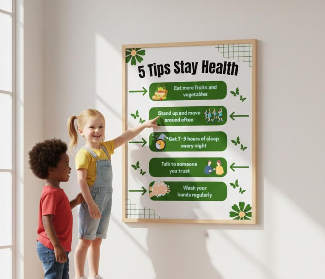 5 Tips Stay Healthy Rolled Poster | Wellness Tips Educational Wall Art ...
