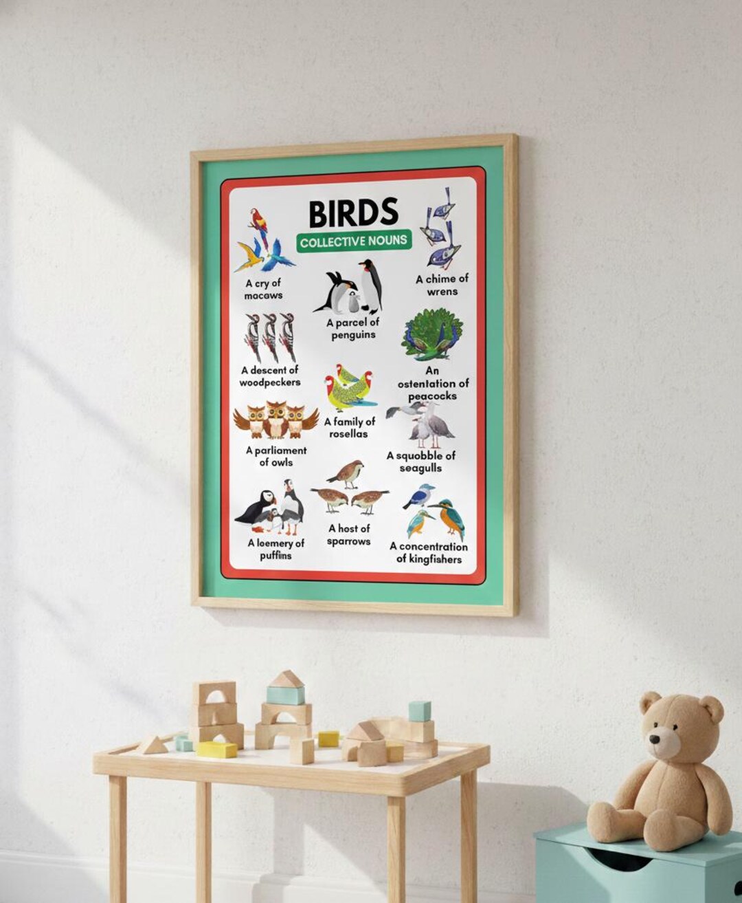 Birds Collective Nouns Rolled Poster | Educational Wall Art - Etsy