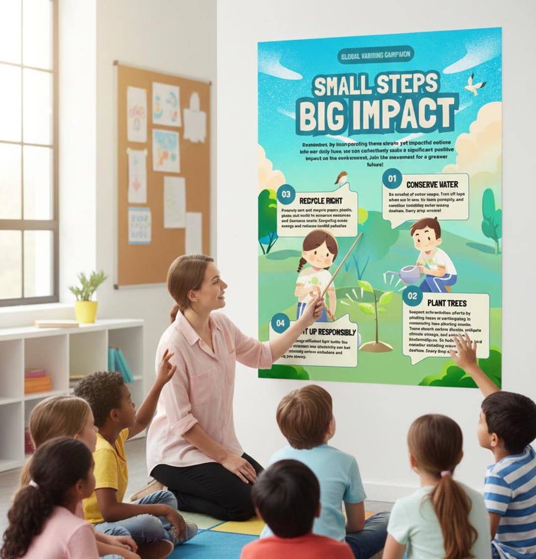 Small Steps Big Impact Rolled Poster | Environmental Awareness, Plant ...