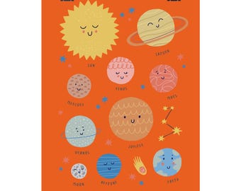 Kids Solar System Print | Whimsical Planets Nursery Art (Digital Download)