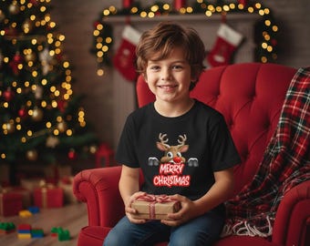 Kids Christmas Reindeer T-Shirt | Rudolph Holiday Tee