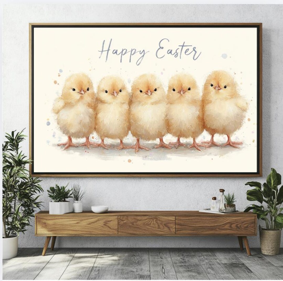 Happy Easter Chicks Frame TV Art, Pastel Spring Digital Art, Nursery ...