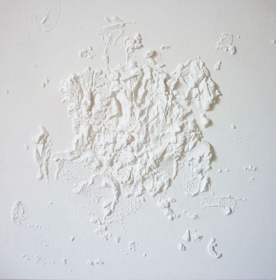 White abstract textured painting on canvas 23,6 in x 23,6 in Reflex7