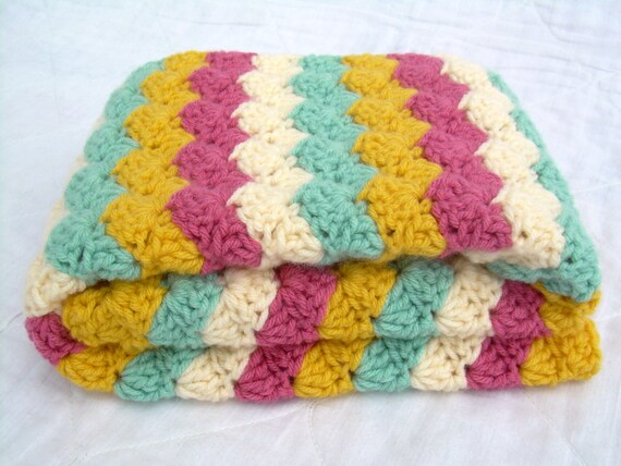 Shell Stitch Blanket Instant Download PDF Pattern Crochet Baby Blanket Pattern Shades of Pink Crib size and Travel size included