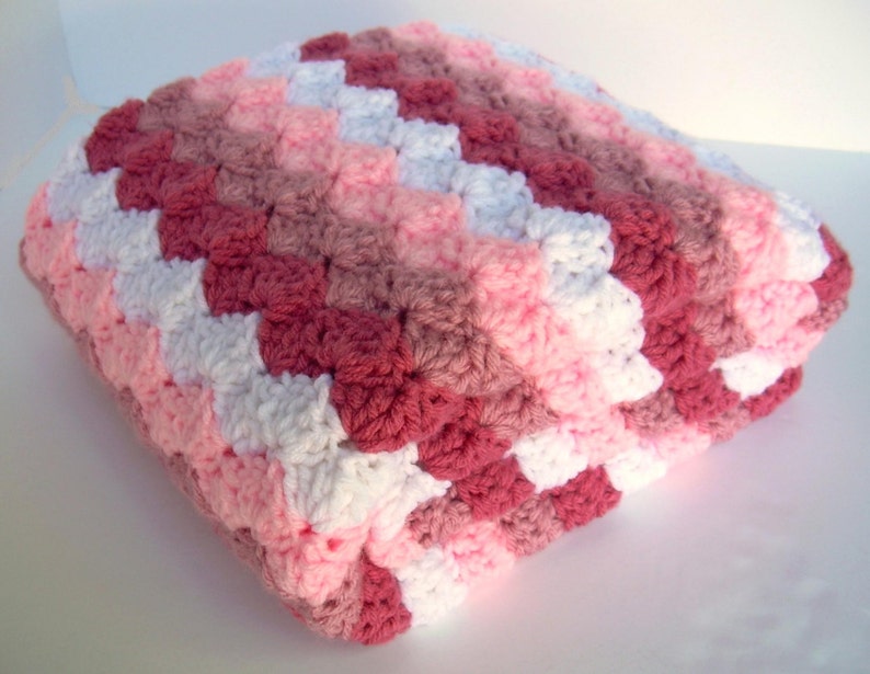 Crochet Baby Blanket Pattern, Instant Download, PDF Pattern, Shades of Pink, Shell Stitch Blanket, Crib size and Travel size included image 2