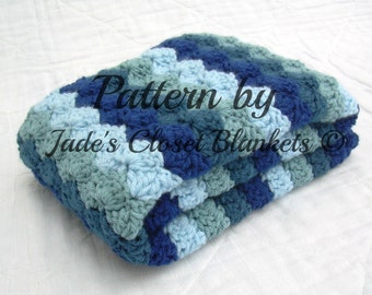 Crochet Baby Blanket Pattern, Instant Download, PDF Pattern, Hues of Blues, Shell Stitch Blanket, Crib size and Travel size included