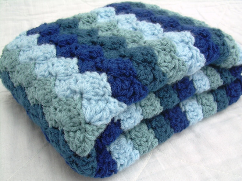 Crochet Blue Baby Blanket Crochet Baby Blanket Baby Blanket Hues of Blues crib size