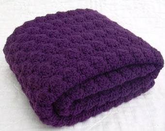 Crochet Baby Blanket, Purple Baby Blanket, Crochet Purple Baby Blanket, deep violet, purple