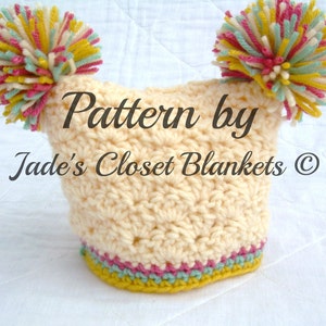 Patrón Gorro Gorro Bebé Pompón Crochet, Descarga Instantánea, Patrón PDF, Gorro Bebé Punto Concha, Tallas recién nacido a 18 meses