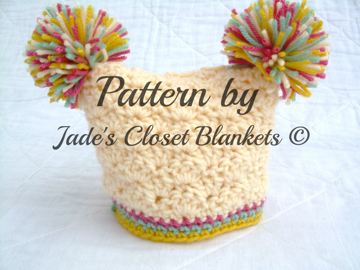 Crochet Baby Pom Pom Hat Pattern, Instant Download, PDF Pattern, Double ...